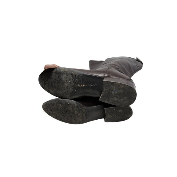 Franco Sarto 10 Black Leather Flat Riding Boot Minimalist Classic Snap Career - Picture 4 of 4